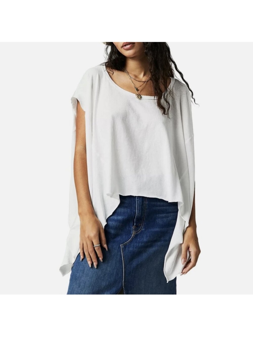White Draped Short Sleeve We the Free Angel Peasant Women's Top